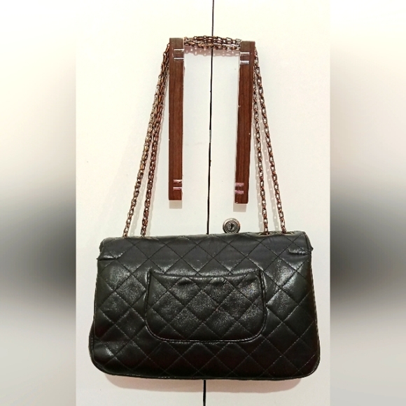 Calfskin synthetic luxury leather flap shoulder bag black 🖤 - Picture 6 of 16